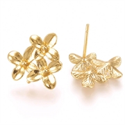 Ørestikker med øje. Blomster. 18k forgyldt. 15 mm. 1 par